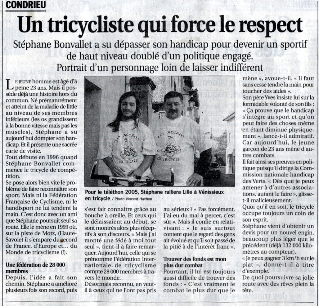 Tricycliste engagé, chef d'entreprise handicapé