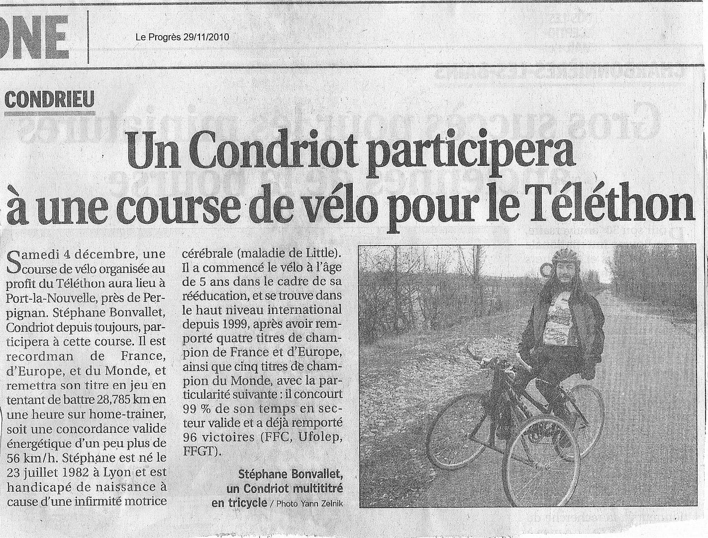 Stéphane bonvallet record du monde de tricycle port la nouvelle