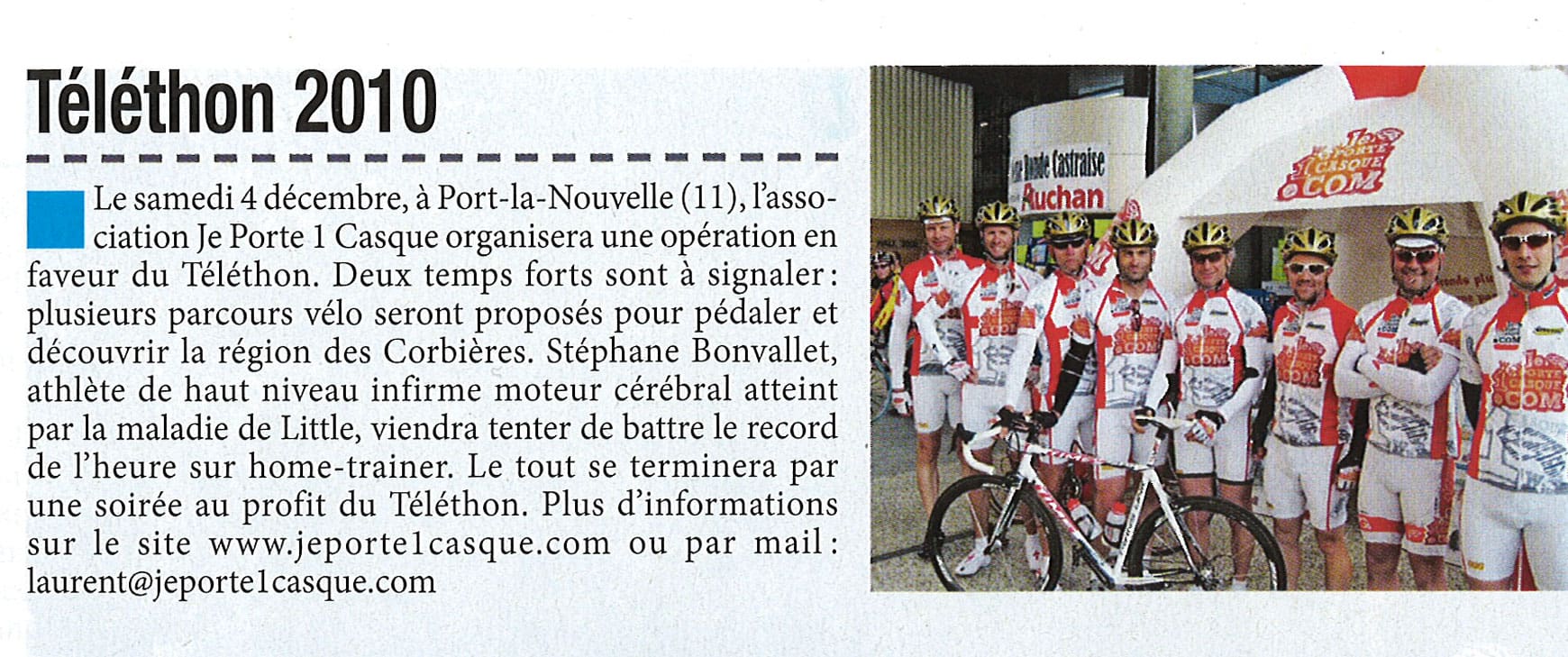 Stéphane bonvallet tricycliste handisport professionnel téléthon 2010