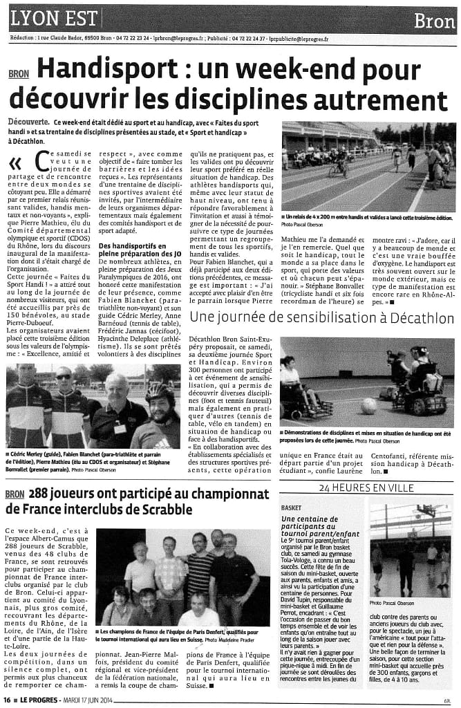 Photo Stéphane Bonvallet Parrain de haite du sport Handi Lyon , comité olympique