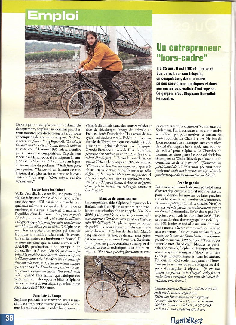 Stéphane bonvallet , entrepreneur handicapé hors cadre