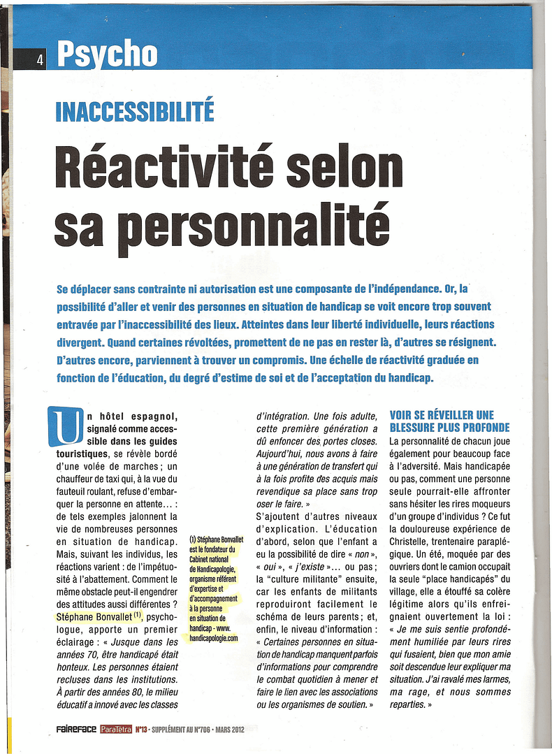 Stéphane Bonvallet pigiste sur le handicap